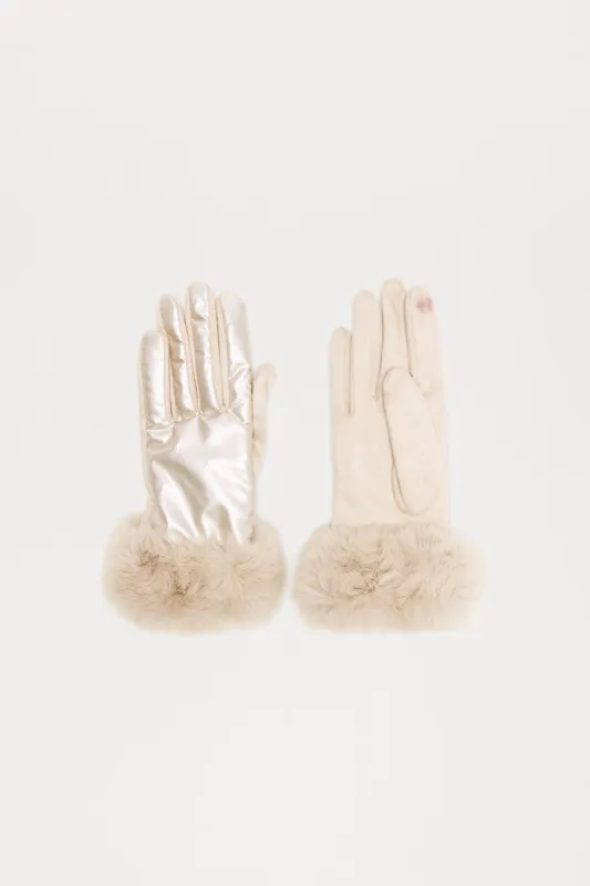 Girls Ski Trip Gloves - White sold by Fashion Nova