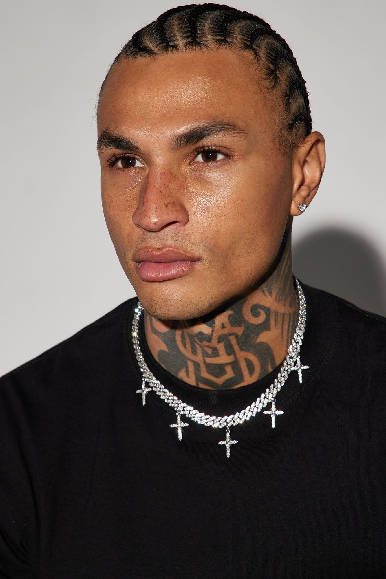 Crosses Iced Cuban Chain Necklace - Silver sold by Fashion Nova product image thumbnail 2