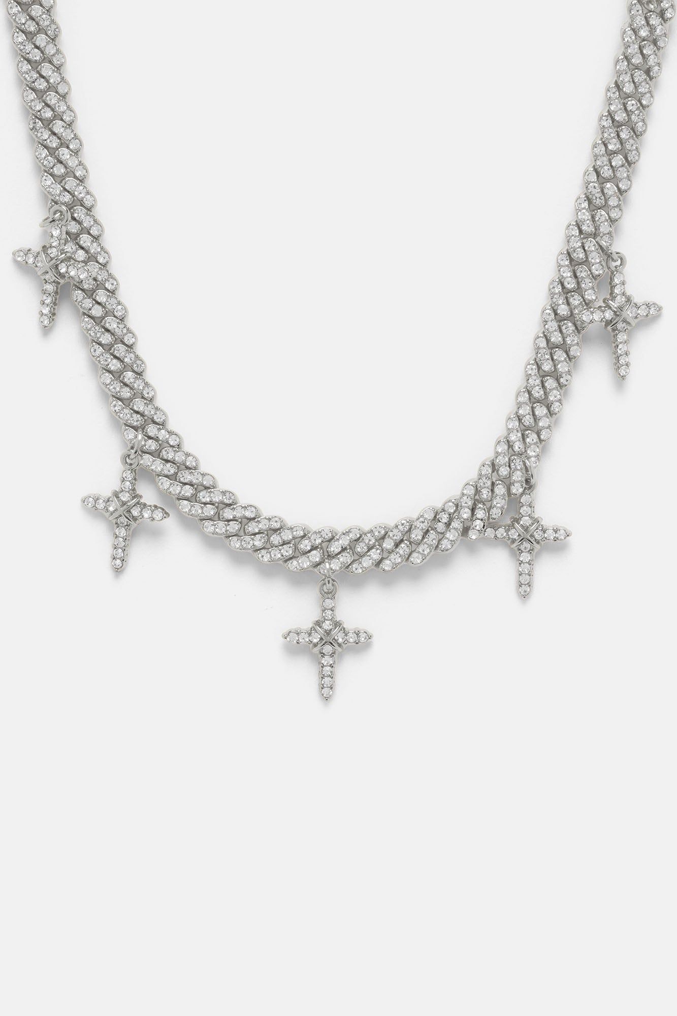 Crosses Iced Cuban Chain Necklace - Silver sold by Fashion Nova product image thumbnail 3