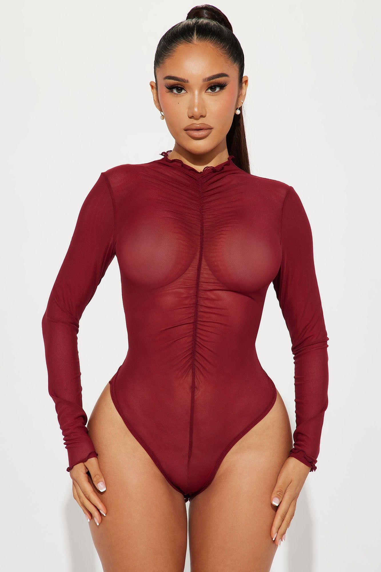 Bold Night Mesh Bodysuit - Red sold by Fashion Nova