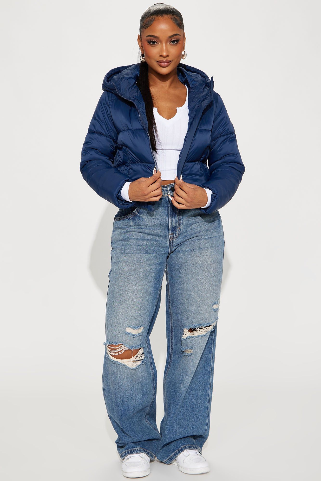 Up And About Puffer Coat - Navy sold by Fashion Nova product image thumbnail 2