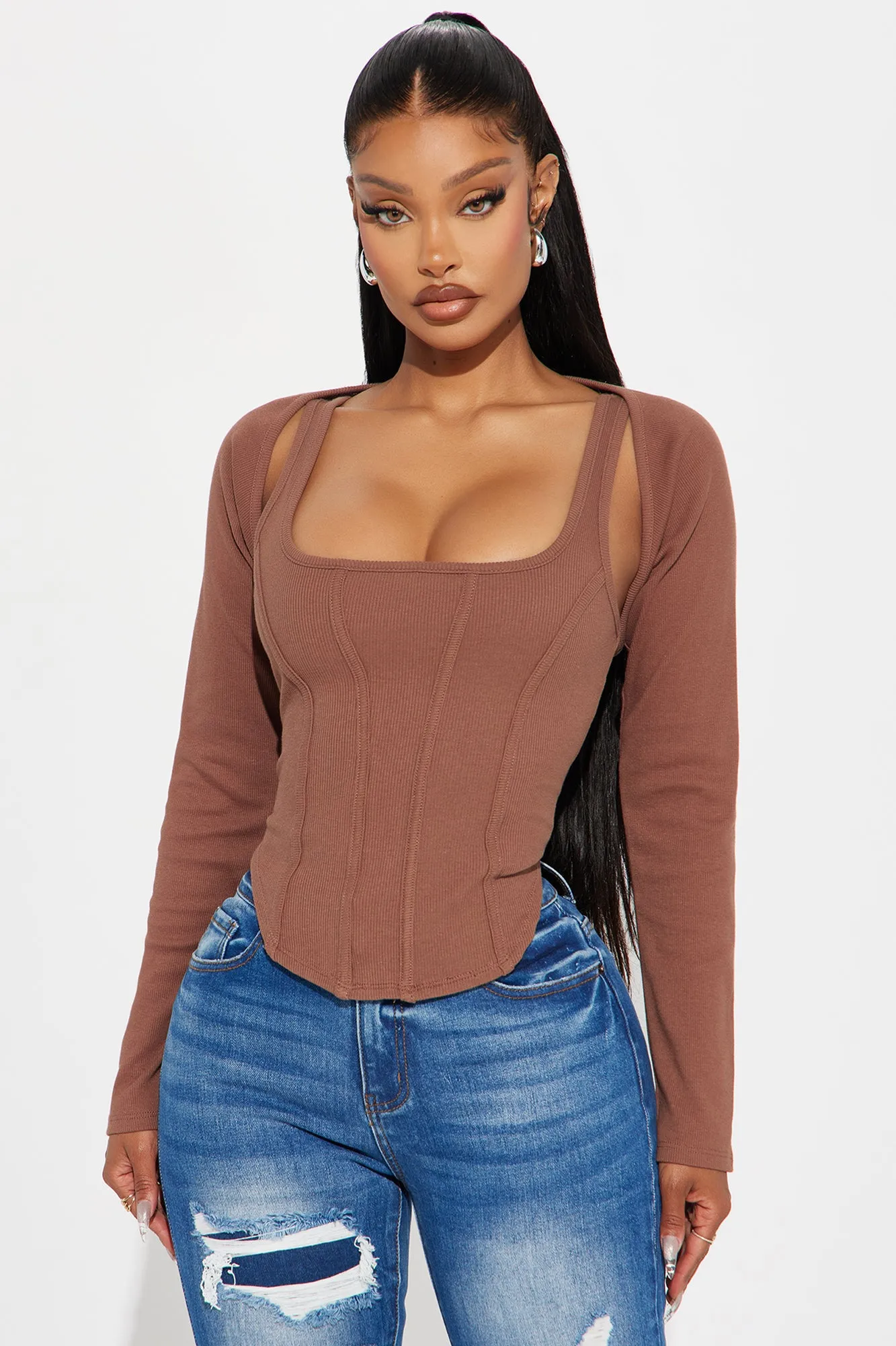 Bella 2 Piece Top - Brown sold by Fashion Nova