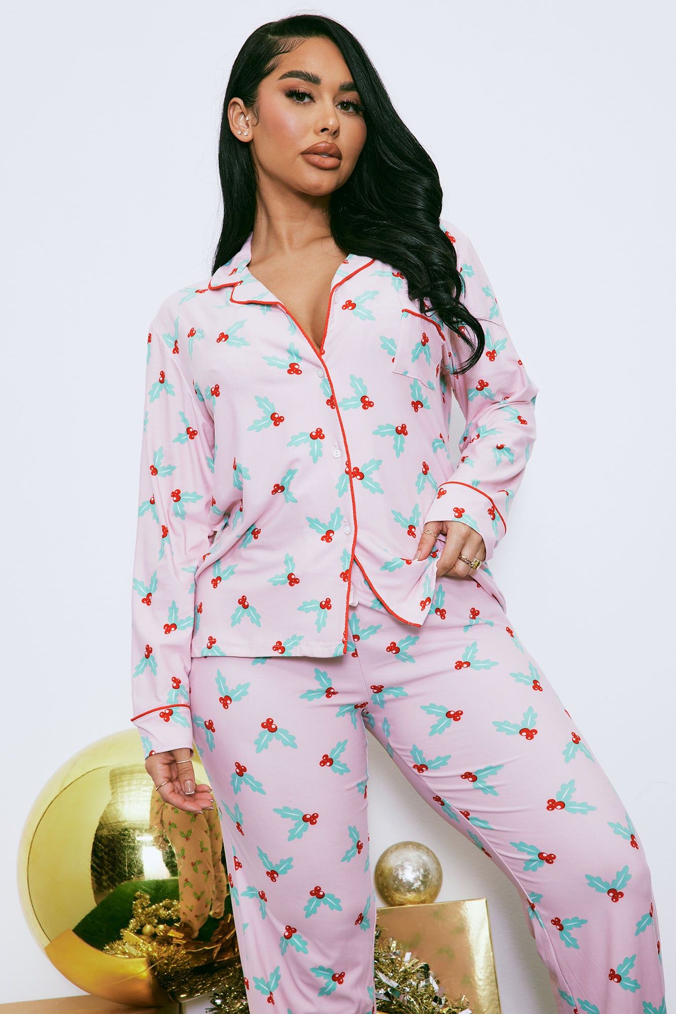 Holly Jolly PJ Pant Set - Pink/combo sold by Fashion Nova product image thumbnail 3