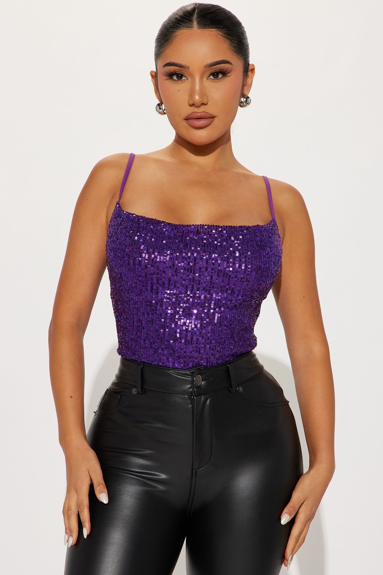 Dance All Night Sequin Top - Purple sold by Fashion Nova