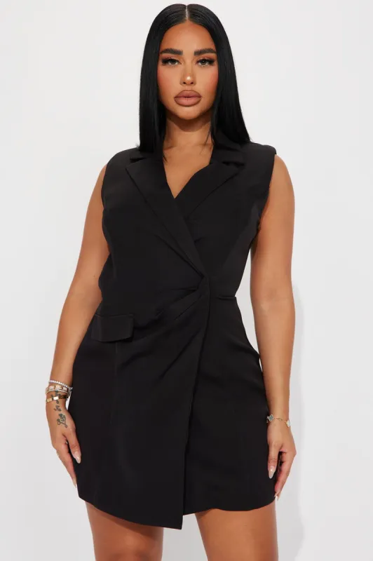 Lilly Blazer Mini Dress - Black sold by Fashion Nova