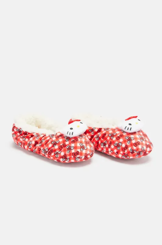 Hello Kitty Cozy Xmas Slippers - Red/combo sold by Fashion Nova