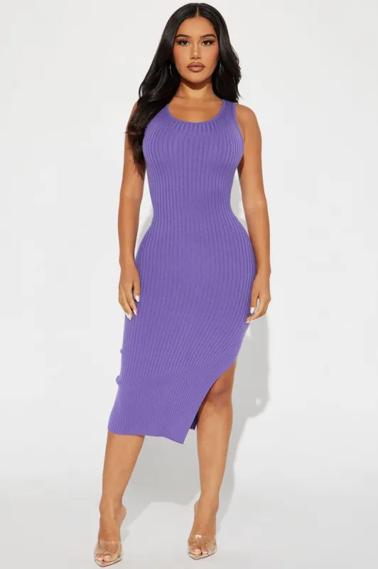 Alyssa Sweater Midi Dress - Purple sold by Fashion Nova