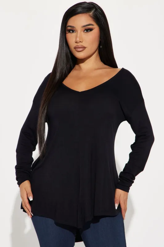 Victoria V-Neck Top - Black sold by Fashion Nova