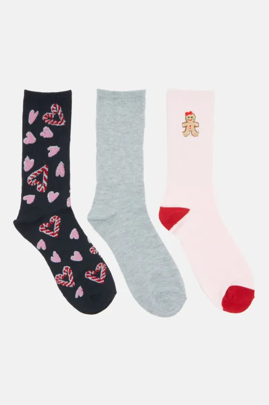 Candy Lane 3 Pack Crew Socks - Multi Color sold by Fashion Nova