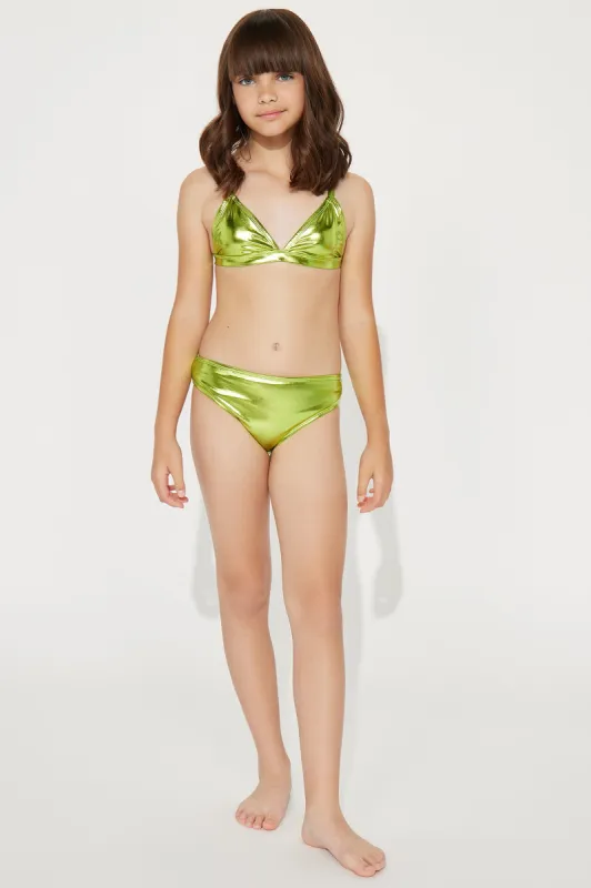 Mini Rhianna Metallic Triangle 2 Piece Bikini - Lime sold by Fashion Nova