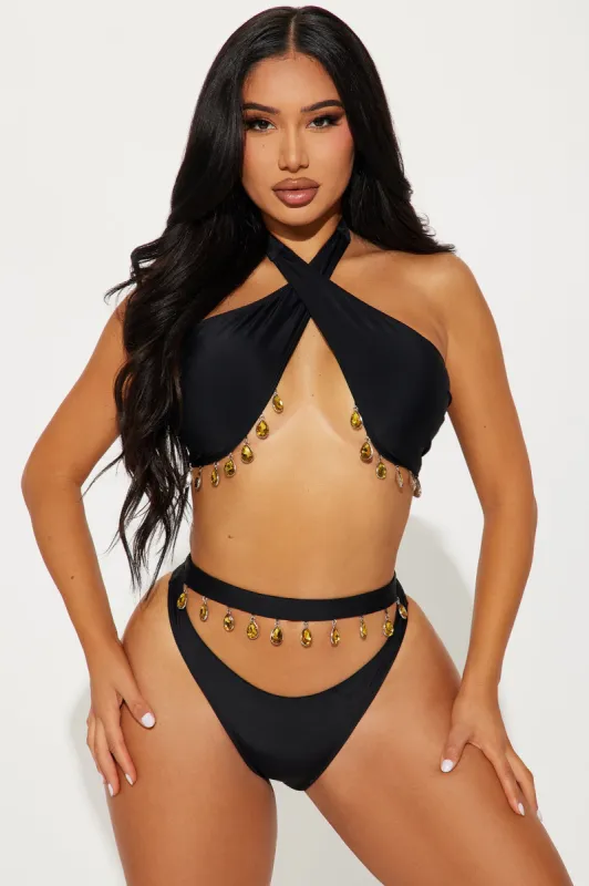 Esmeralda Halter Gemstones 2 Piece Bikini - Black sold by Fashion Nova