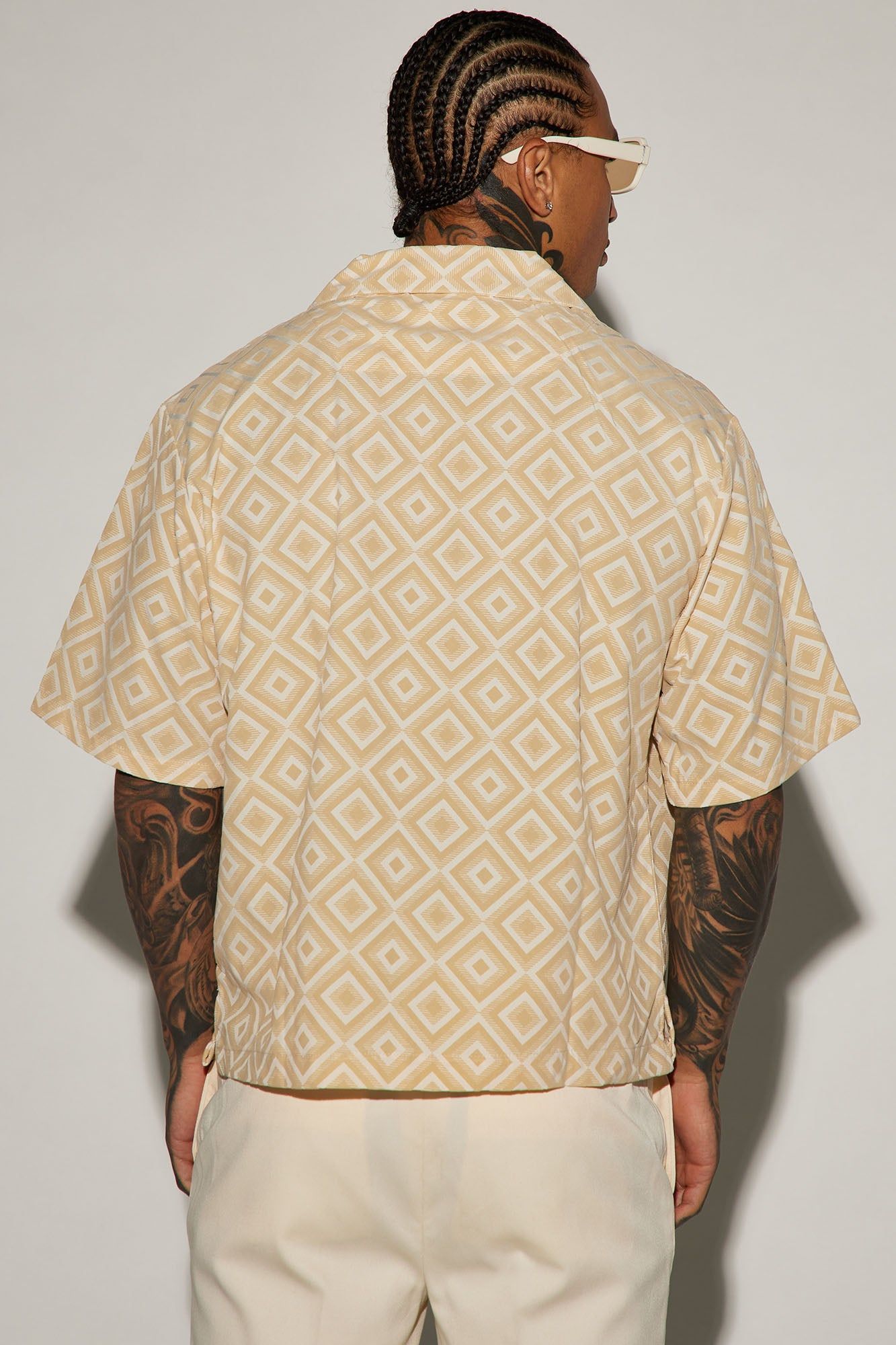 Infinite Lives Geometric Button Up Shirt - Cream sold by Fashion Nova product image thumbnail 4