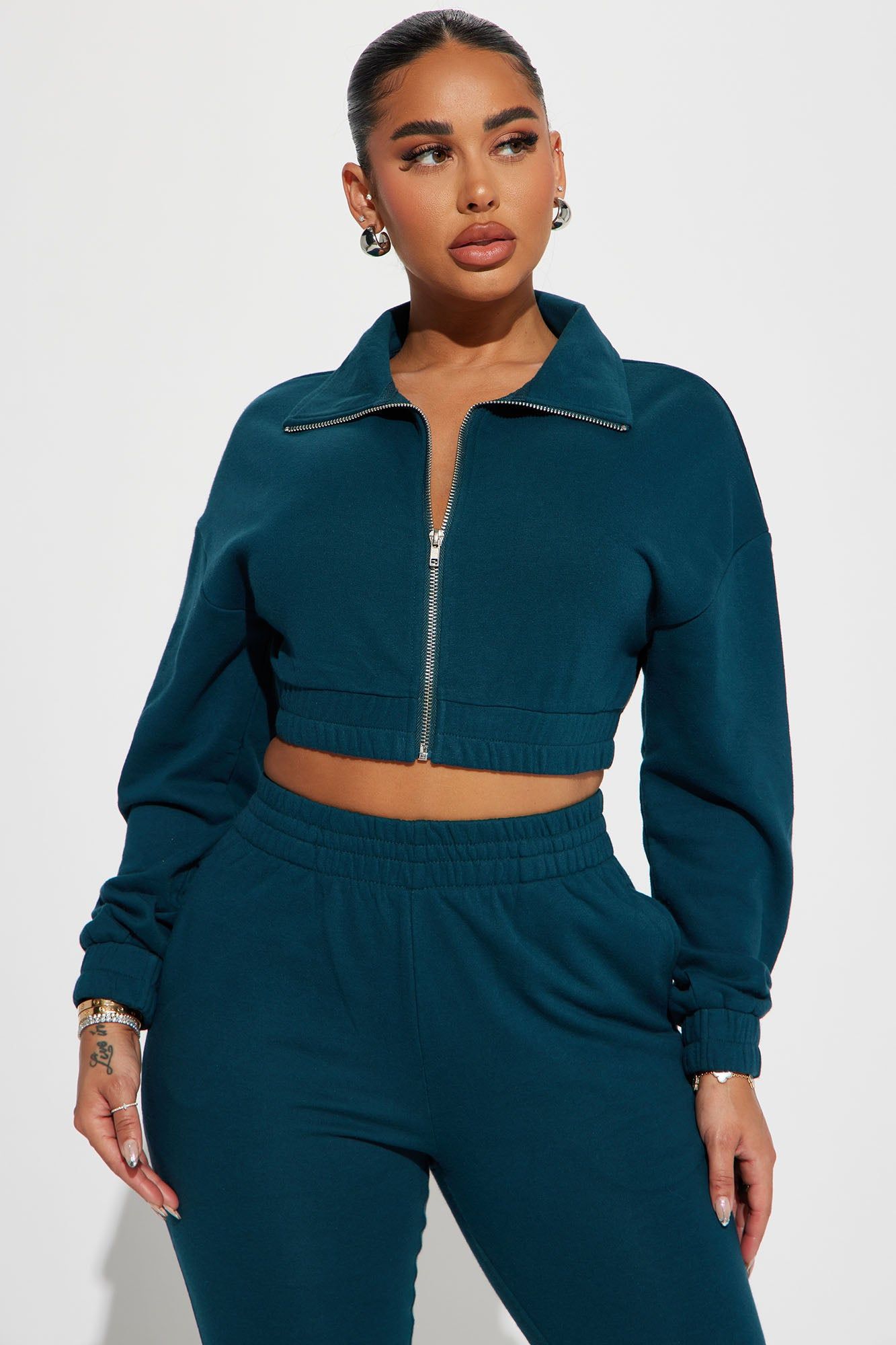 Give It Away Lounge Cropped Jacket - Hunter sold by Fashion Nova