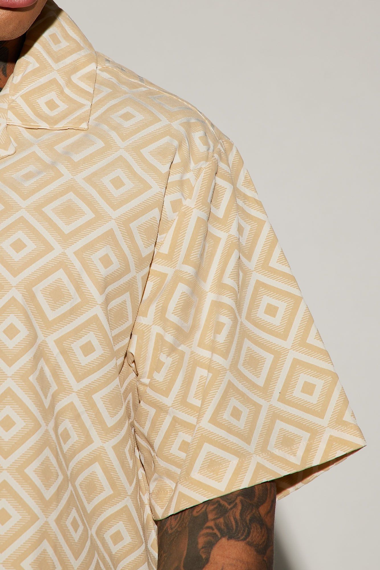 Infinite Lives Geometric Button Up Shirt - Cream sold by Fashion Nova product image thumbnail 3
