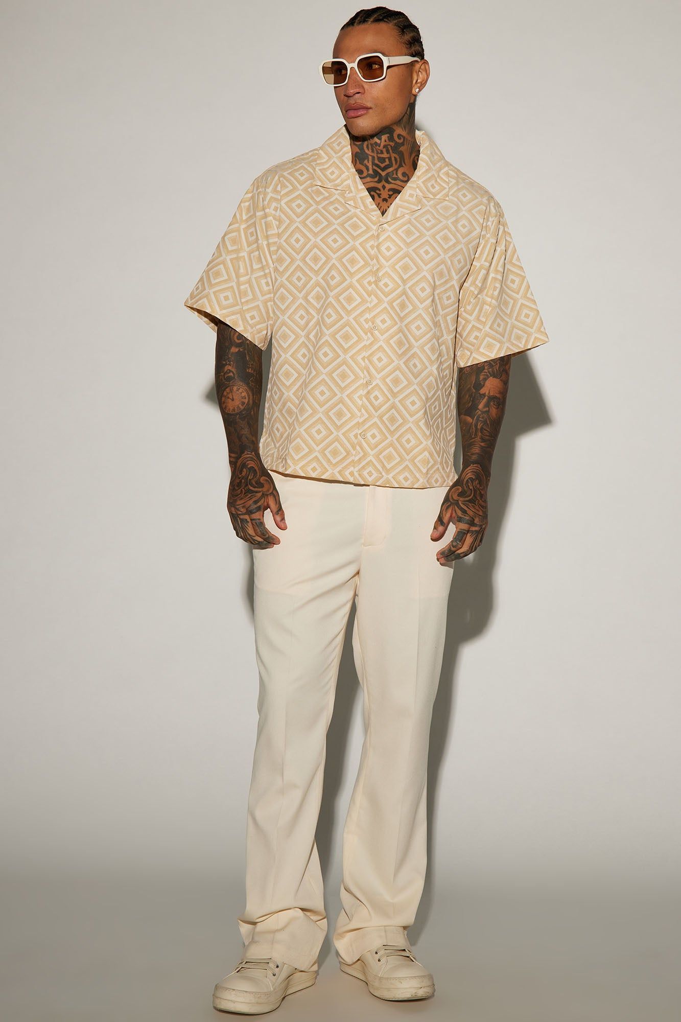 Infinite Lives Geometric Button Up Shirt - Cream sold by Fashion Nova product image thumbnail 2