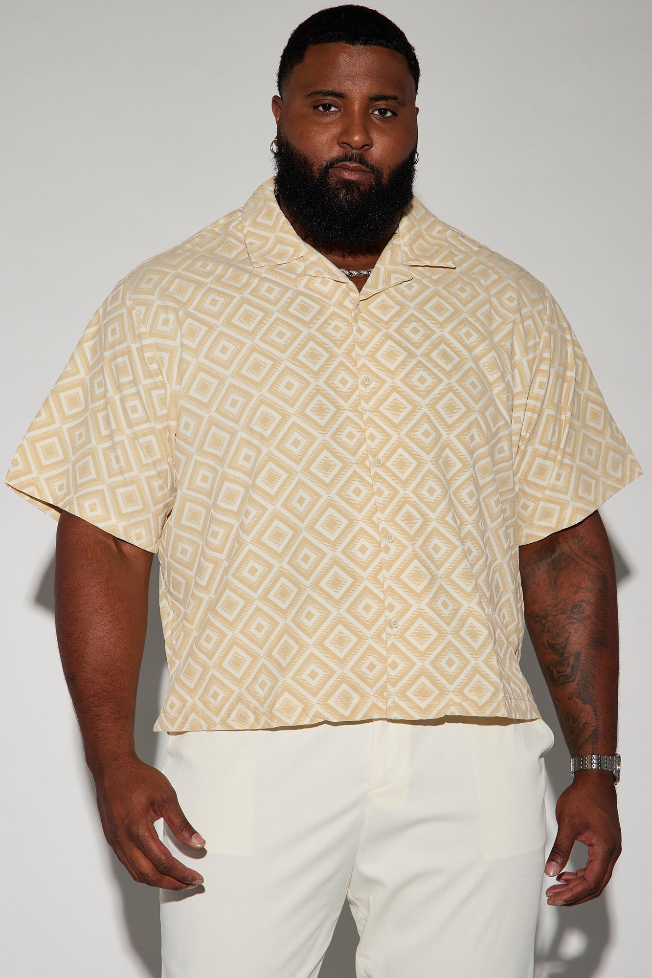 Infinite Lives Geometric Button Up Shirt - Cream sold by Fashion Nova product image thumbnail 5