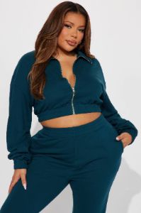 Give It Away Lounge Cropped Jacket - Hunter sold by Fashion Nova