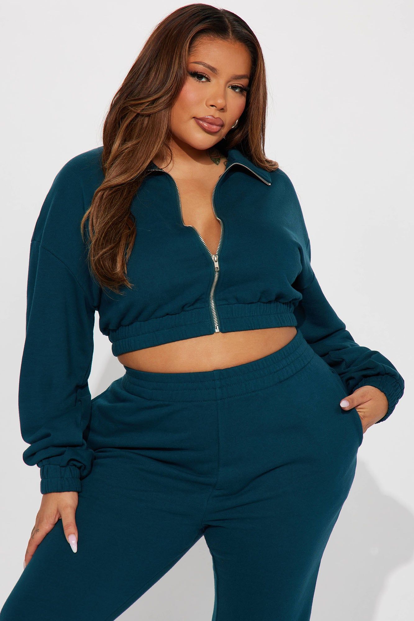 Give It Away Lounge Cropped Jacket - Hunter sold by Fashion Nova product image thumbnail 4