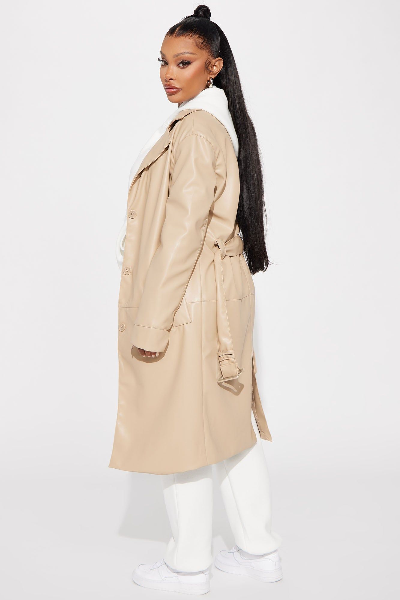 Take Me Home Tonight Faux Leather Trench - Tan sold by Fashion Nova product image thumbnail 3