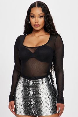 See Right Through You Mesh Top - Black sold by Fashion Nova