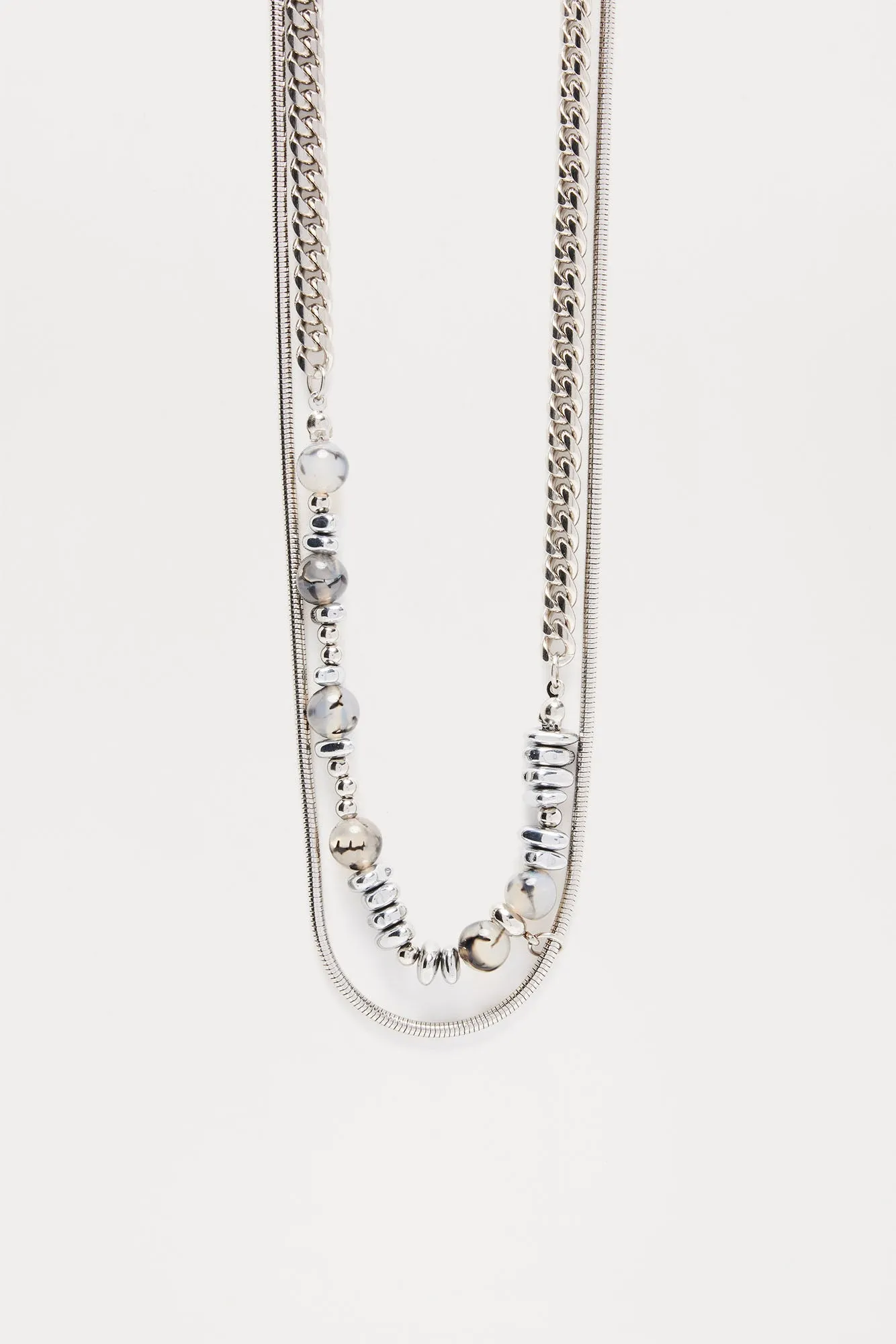 Greyson Multi Chain Beaded Necklace - Silver sold by Fashion Nova product image thumbnail 3