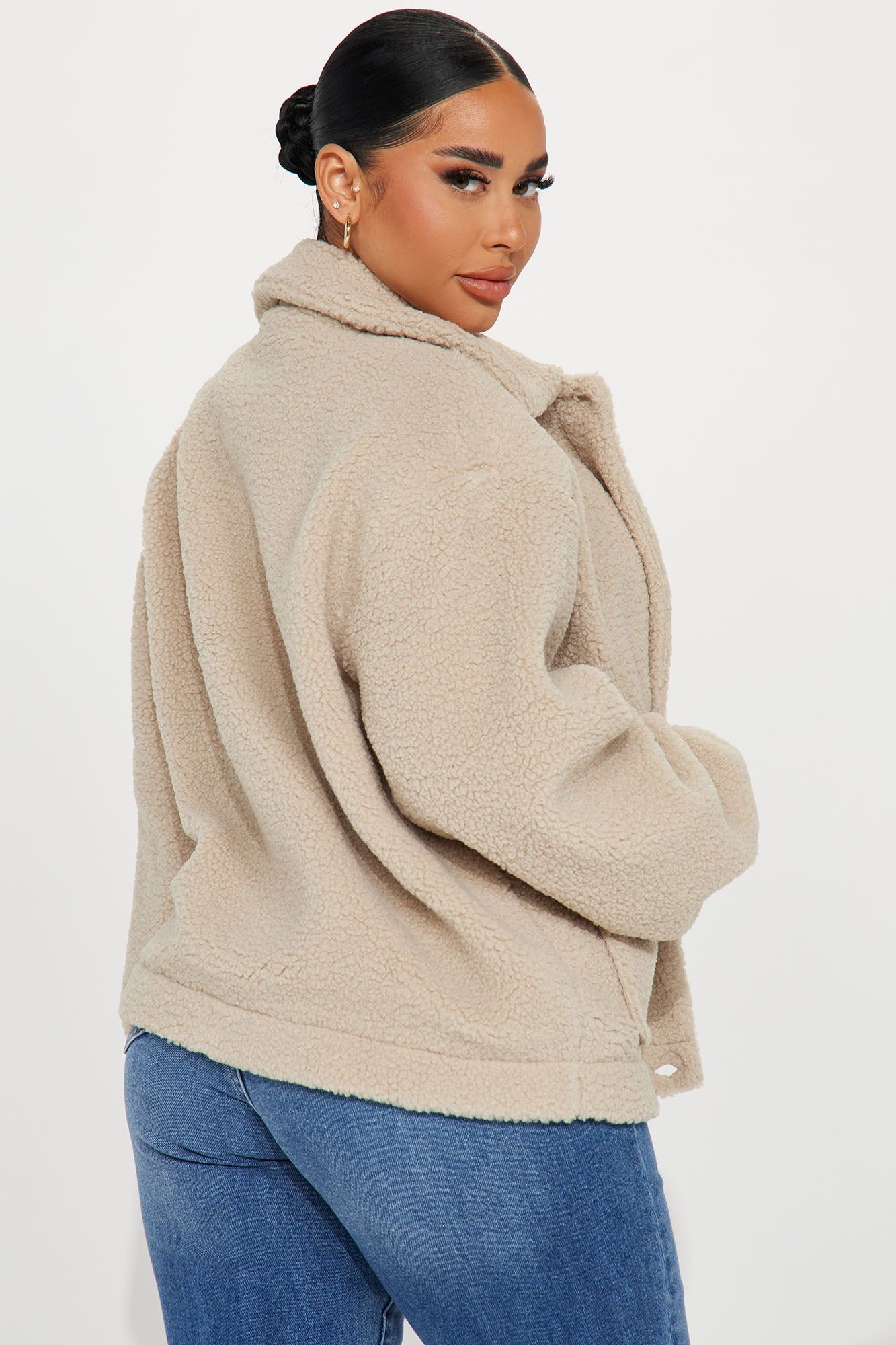 I Love Cuddles Sherpa Shacket - Taupe sold by Fashion Nova product image thumbnail 3