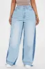 Mixed Feelings Two Tone Baggy Jeans - Light Wash sold by Fashion Nova