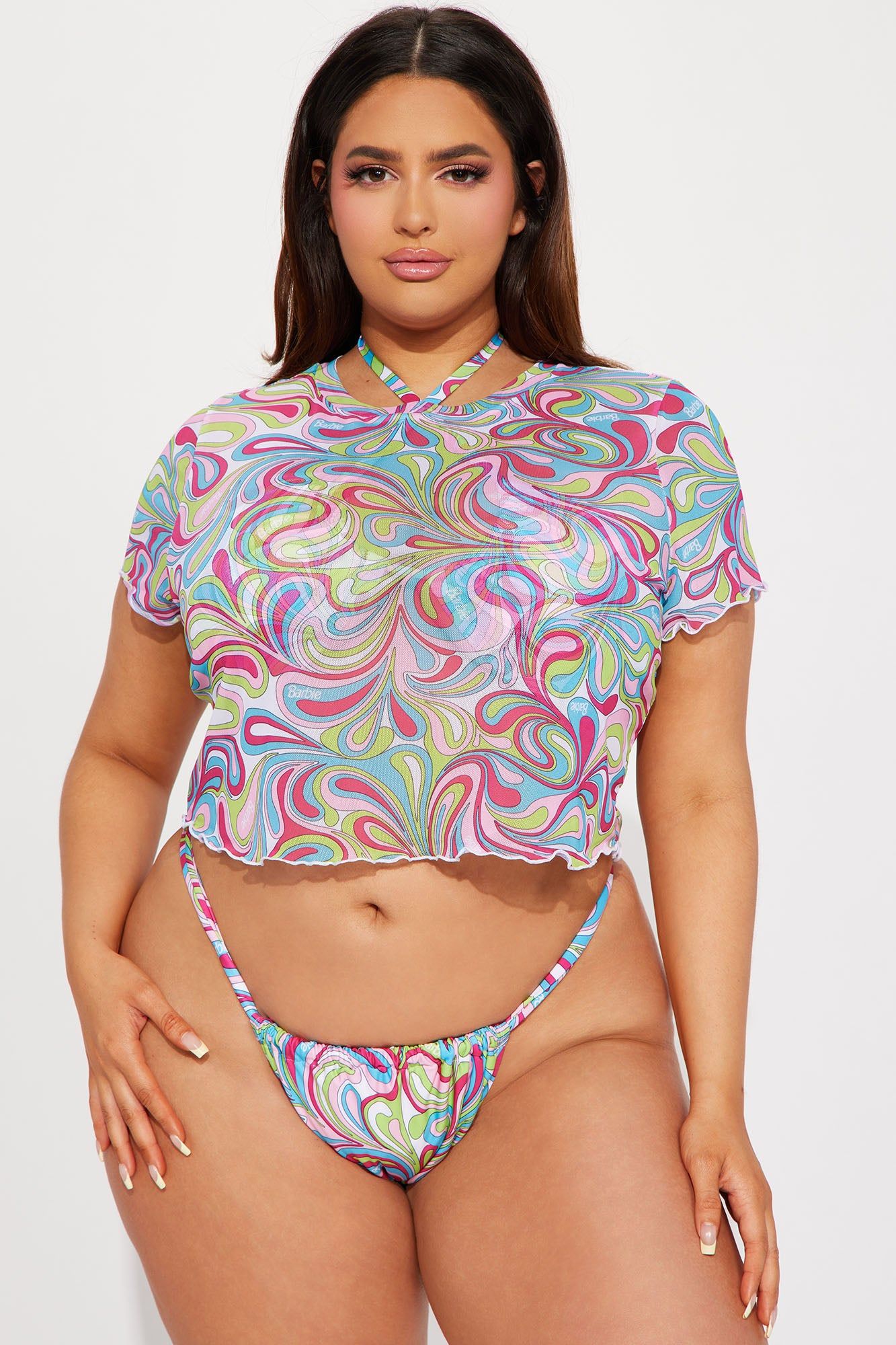 Barbie Lets Go Party 3 Piece Bikini Set - Multi Color sold by Fashion Nova product image thumbnail 6