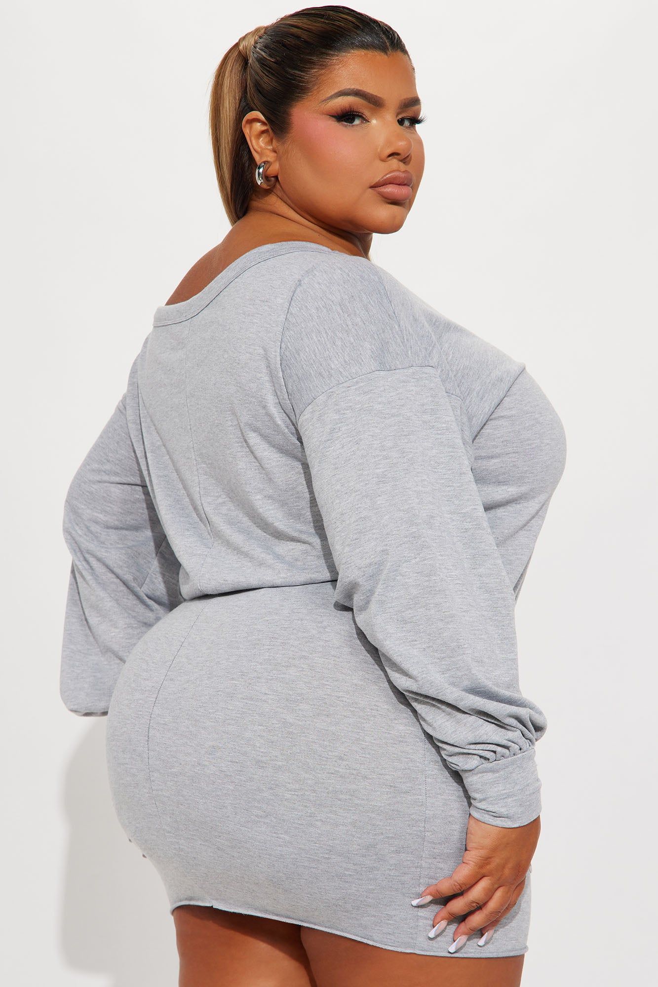 Kourtney French Terry Mini Dress - Heather Grey sold by Fashion Nova product image thumbnail 6