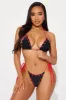 Moana Contrast Stitch Triangle 2 Piece Bikini - Black/Red sold by Fashion Nova