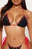 Moana Contrast Stitch Triangle 2 Piece Bikini - Black/Red sold by Fashion Nova