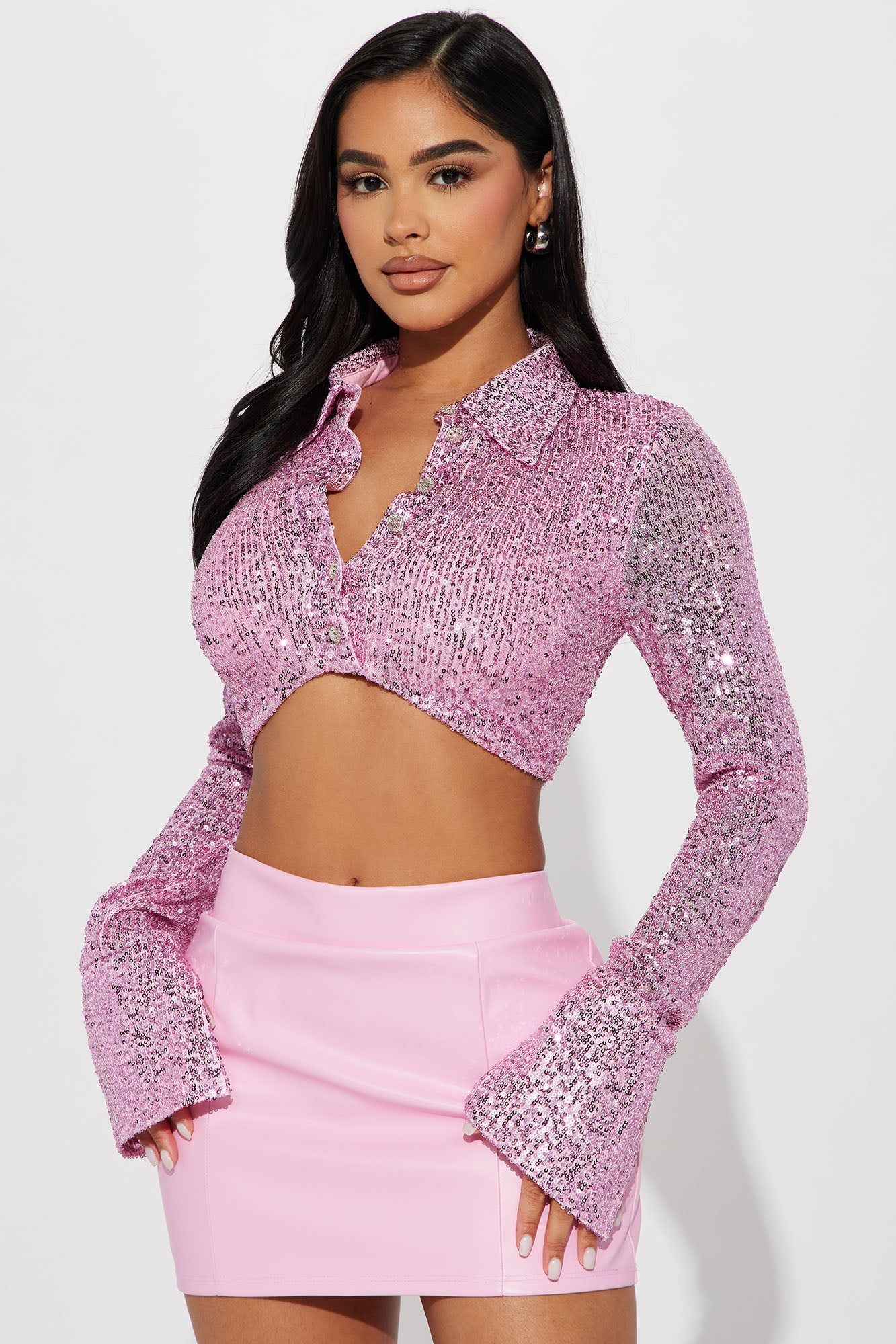 Time To Party Sequin Top - Pink sold by Fashion Nova