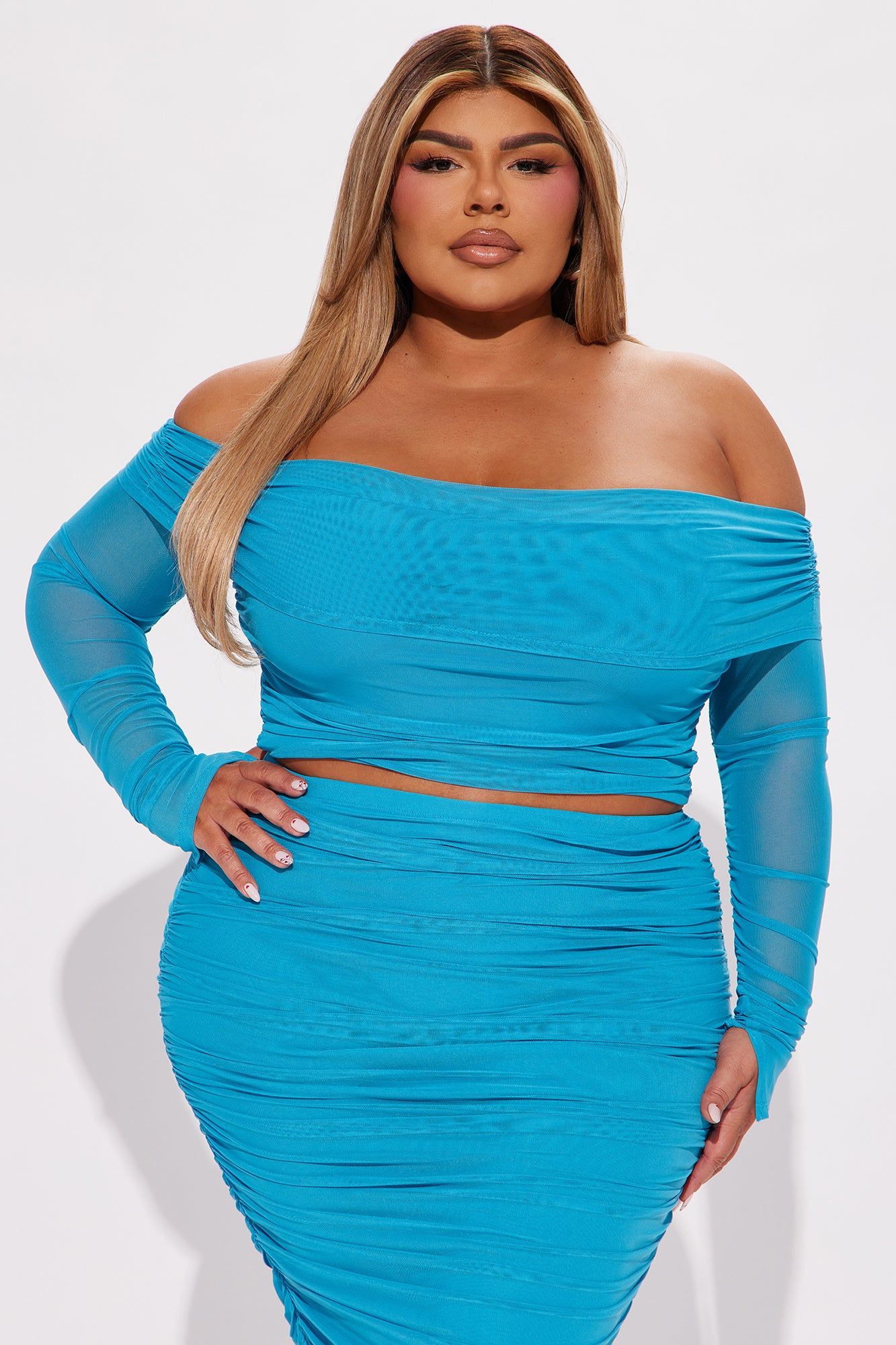 Candice Mesh Skirt Set - Turquoise sold by Fashion Nova product image thumbnail 5