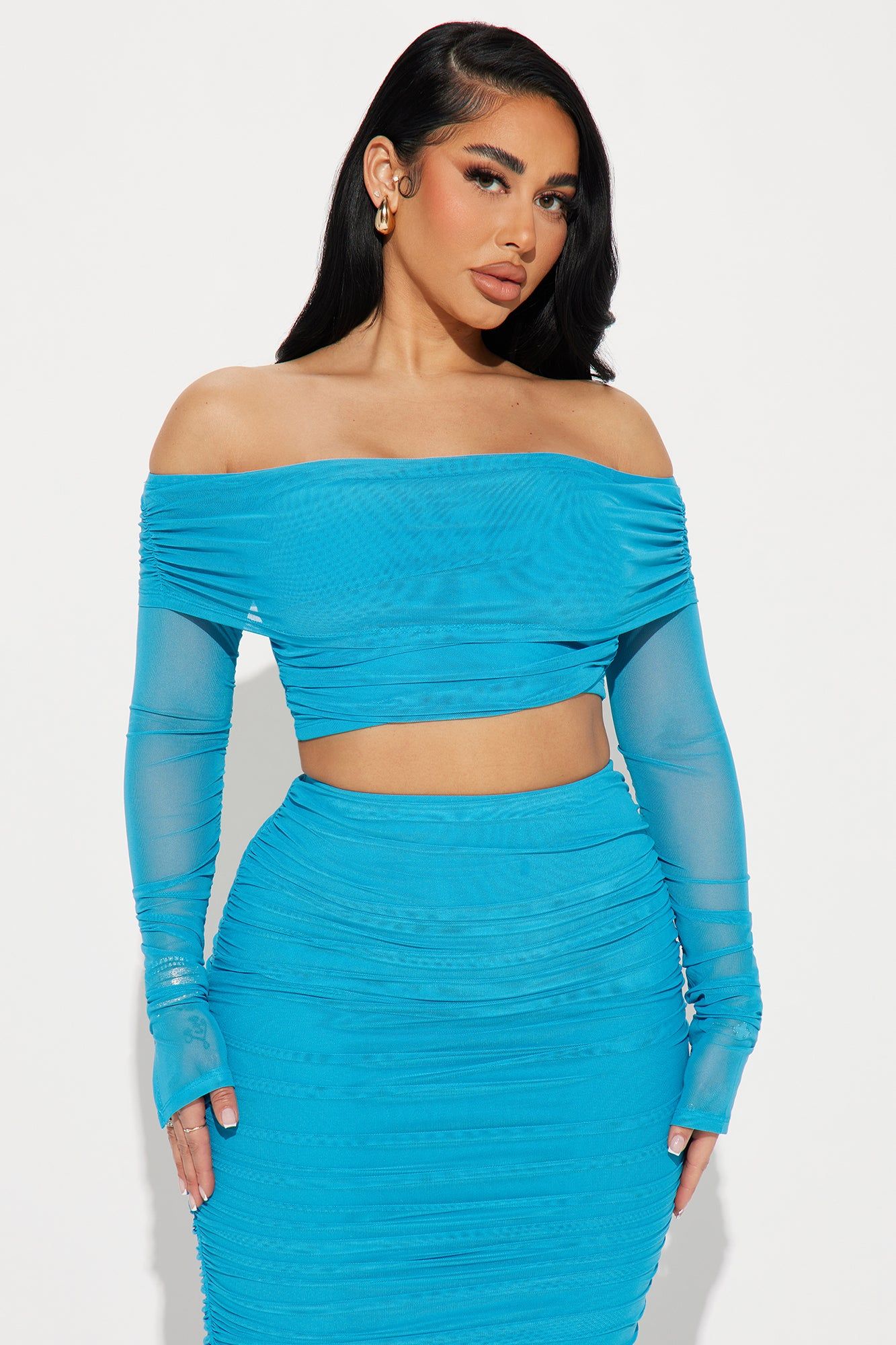 Candice Mesh Skirt Set - Turquoise sold by Fashion Nova product image thumbnail 2