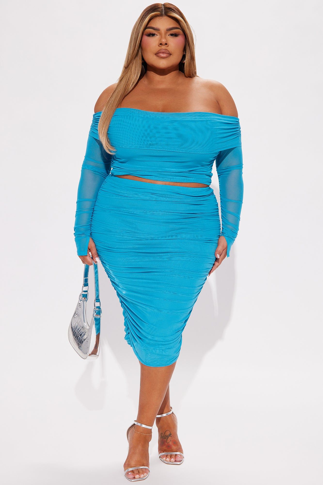 Candice Mesh Skirt Set - Turquoise sold by Fashion Nova product image thumbnail 4