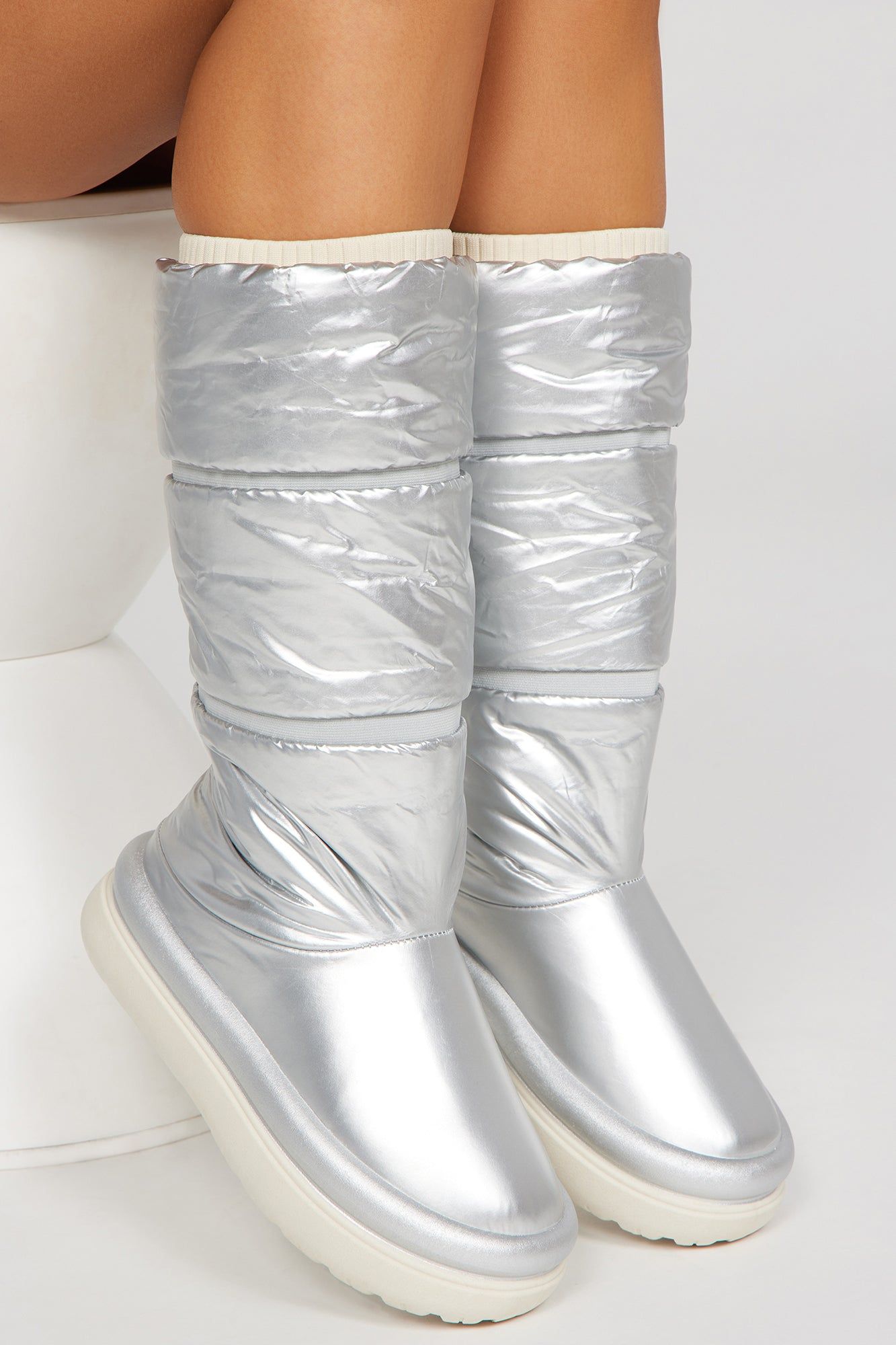 Snow Glam Puffer Boots - Silver sold by Fashion Nova product image thumbnail 4