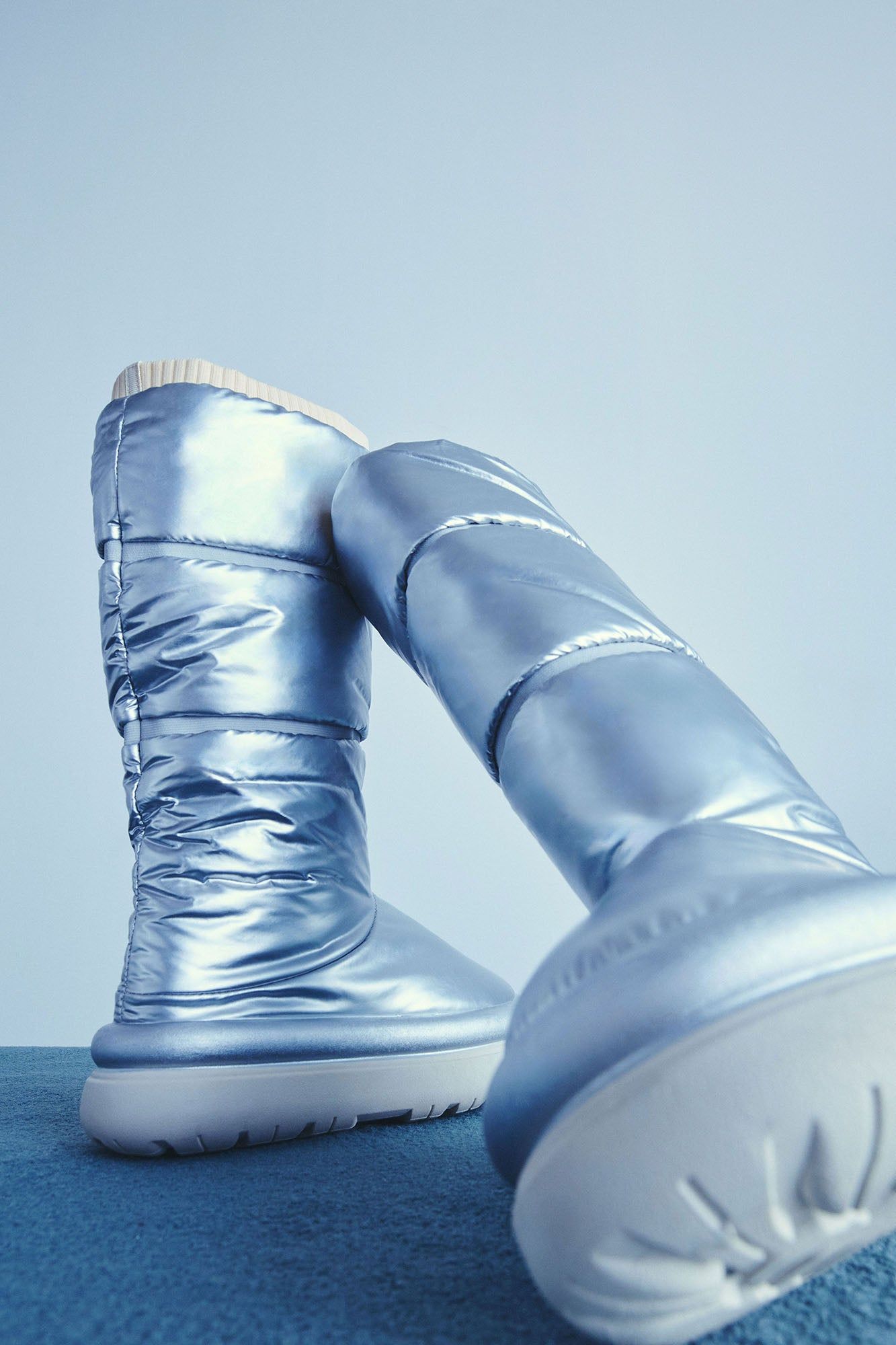 Snow Glam Puffer Boots - Silver sold by Fashion Nova