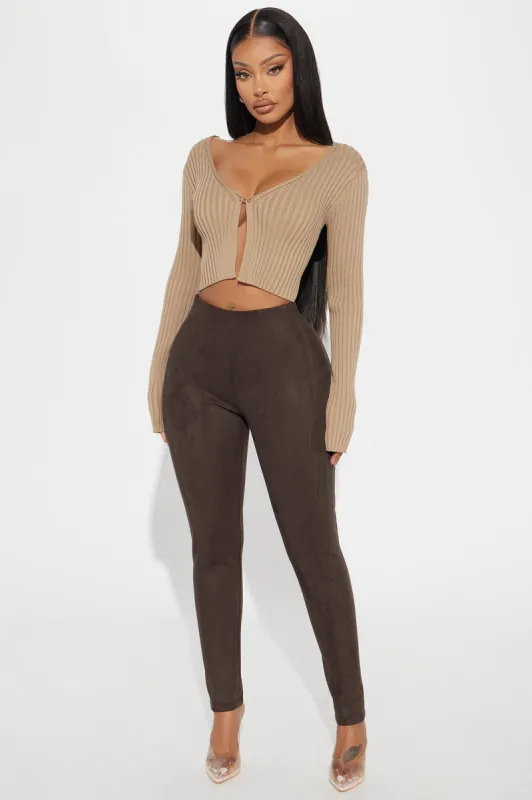 Hera Faux Suede Legging - Brown sold by Fashion Nova