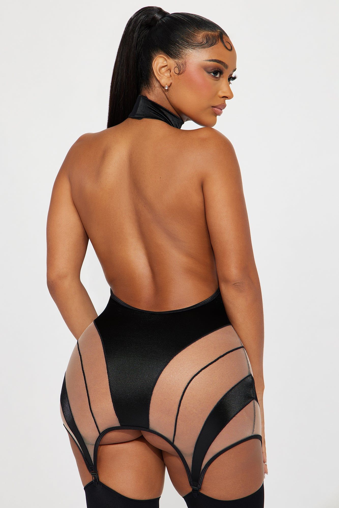 Shades Of Us Sheer Mesh Garter Chemise - Black sold by Fashion Nova product image thumbnail 3
