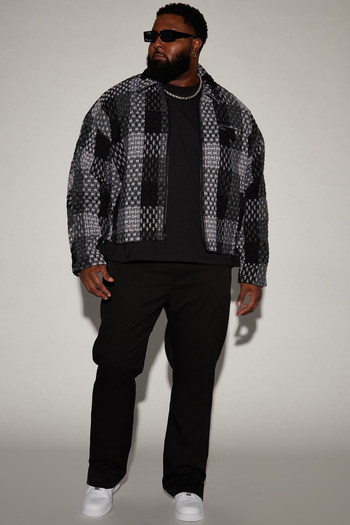 Beverly Tweed Cropped Chore Jacket - Grey/combo sold by Fashion Nova product image thumbnail 5