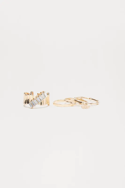 Your Favorite Girl 4 Piece Ring Set - Gold sold by Fashion Nova