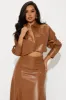 Sadie Faux Leather Skirt Set - Camel sold by Fashion Nova