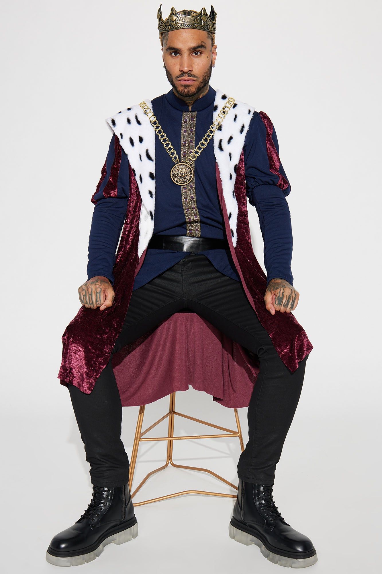 Noble Royal King 5 Piece Costume Set - Burgundy/combo sold by Fashion Nova