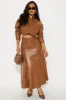 Sadie Faux Leather Skirt Set - Camel sold by Fashion Nova