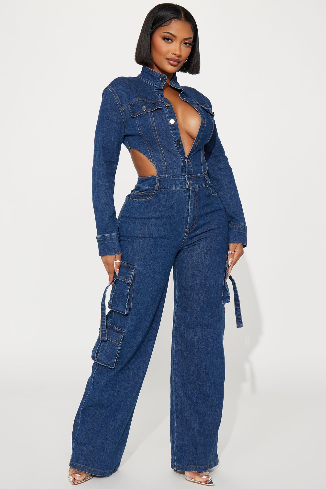 Bring The Style Denim Jumpsuit - Dark Wash sold by Fashion Nova