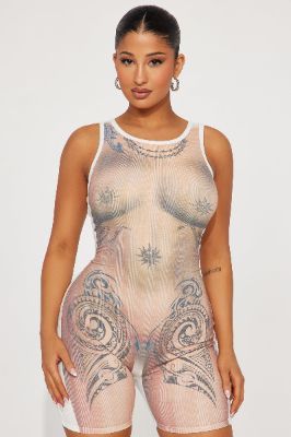 Tatted On Your Heart Romper - Ivory made by Fashion Nova