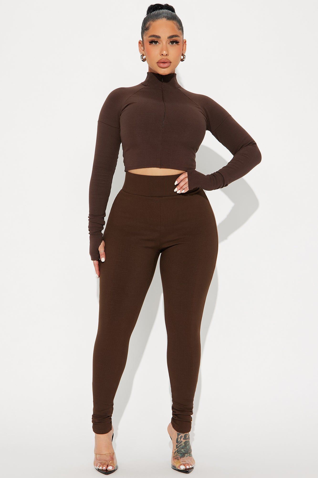 Janet Snatched Leggings - Chocolate sold by Fashion Nova