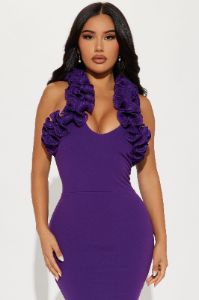 Charlotte Ruffle Midi Dress - Violet sold by Fashion Nova