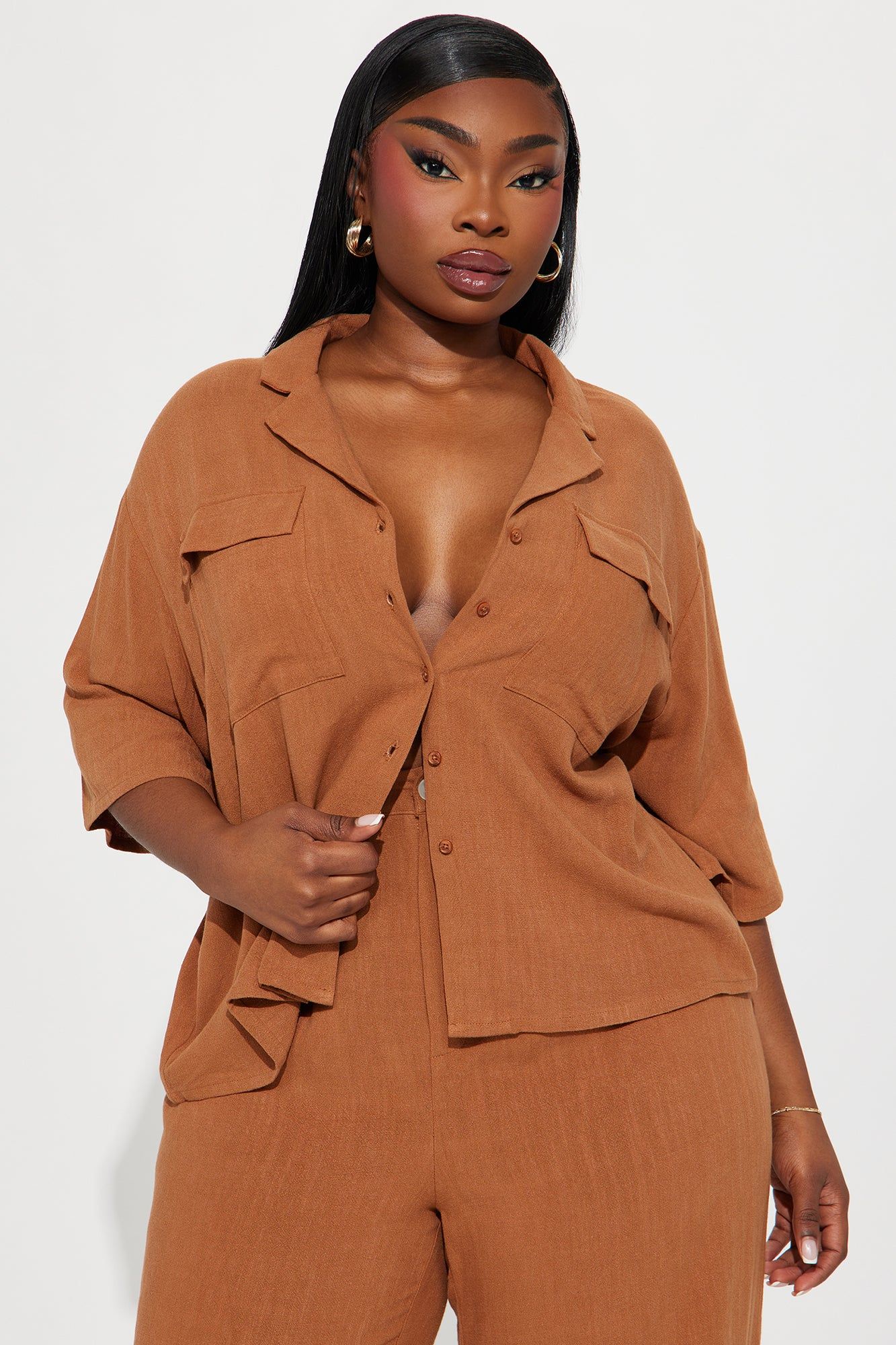 Roslyn Linen Pant Set - Cognac sold by Fashion Nova product image thumbnail 5