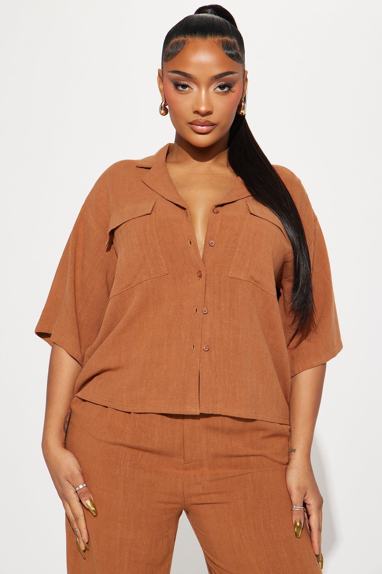 Roslyn Linen Pant Set - Cognac sold by Fashion Nova product image thumbnail 2